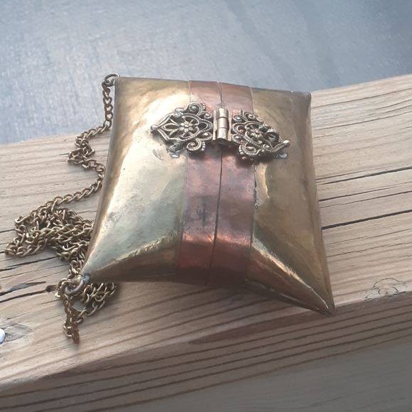 Vintage metal clutch purse Copper /Gold - Picture 6 of 6